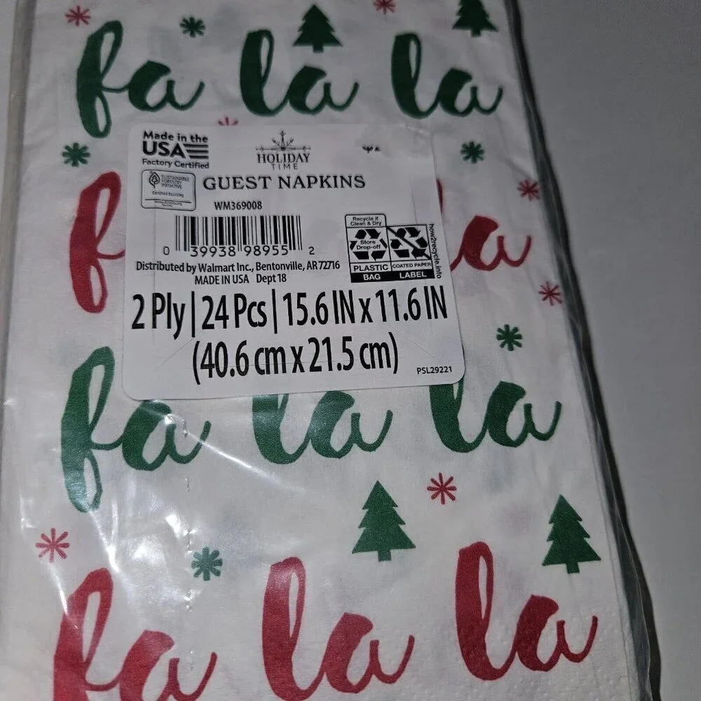 NEW 4 Packages Christmas Napkins Lot FaLaLa Fa La La ~ Sizes (2) Guest (2) Lunch